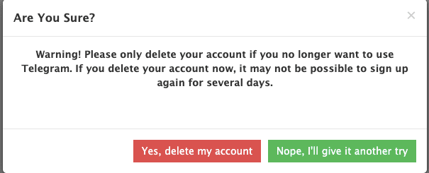 Telegramを削除してもよろしいですか?