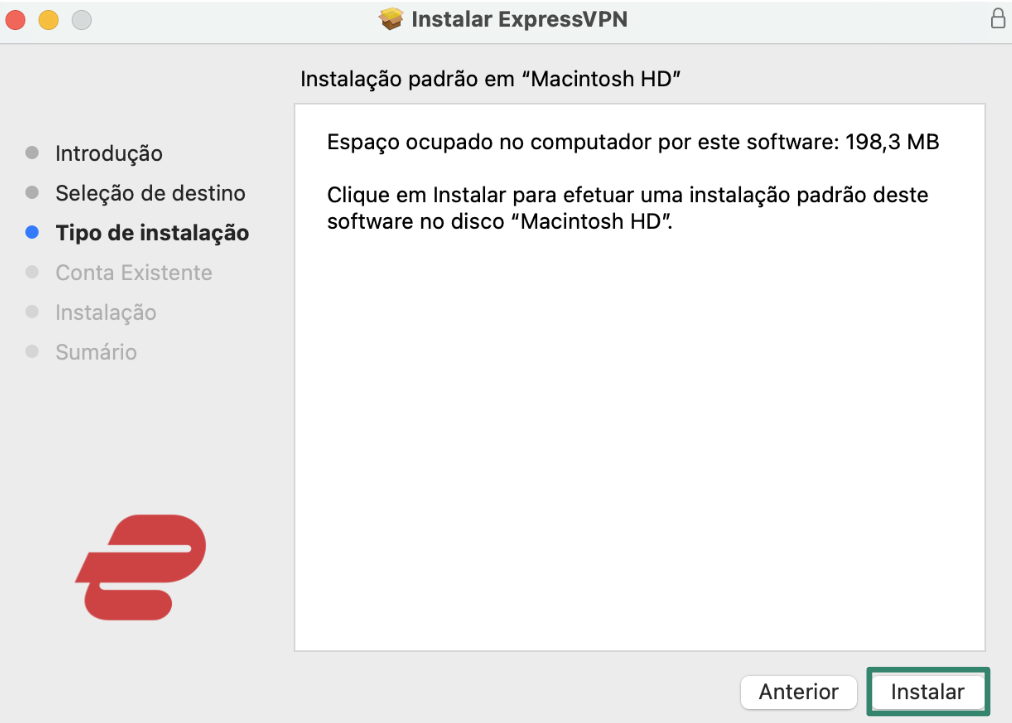 Installing ExpressVPN on macOS.