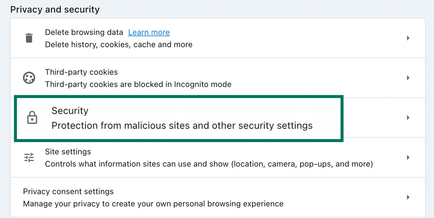 The Opera Security settings.