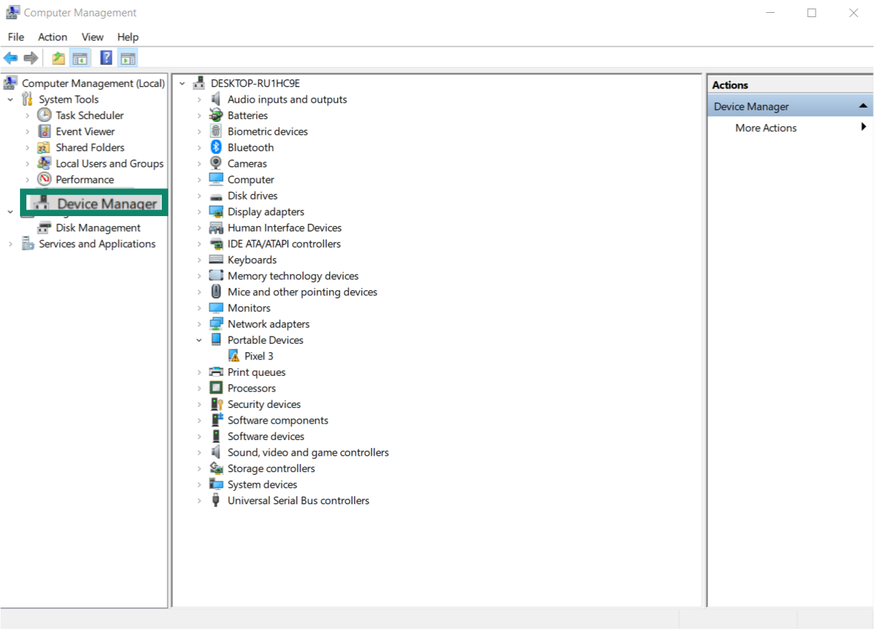 Device Manager on Windows.