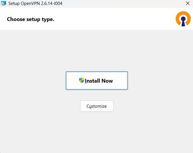 Installing the OpenVPN GUI client on Windows.