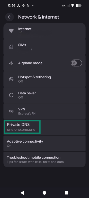 Tap on Private DNS.