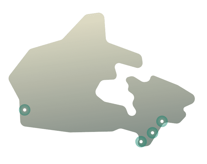 カナダのVPNサーバーロケーションの地図。