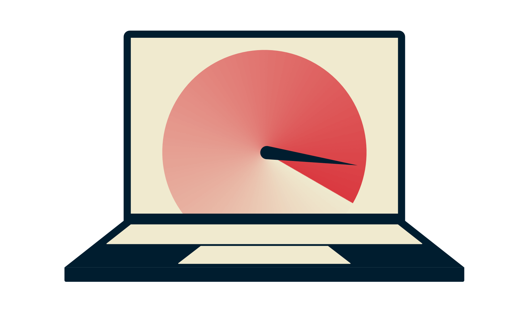 속도계가 표시된 노트북