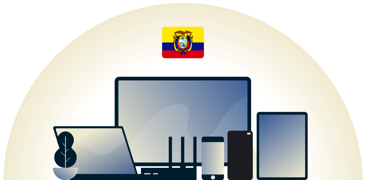 VPN do Equador protegendo uma variedade de dispositivos.