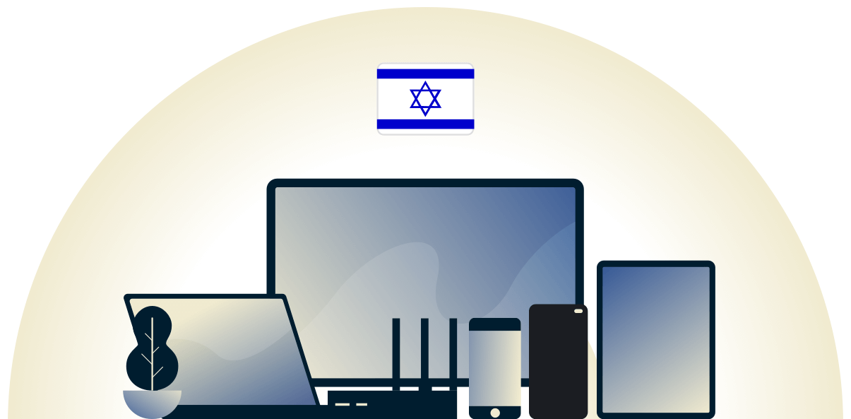 Israel VPN protegendo uma variedade de dispositivos.