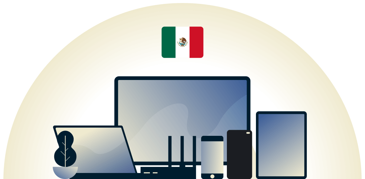 VPN de México protegiendo una variedad de dispositivos.