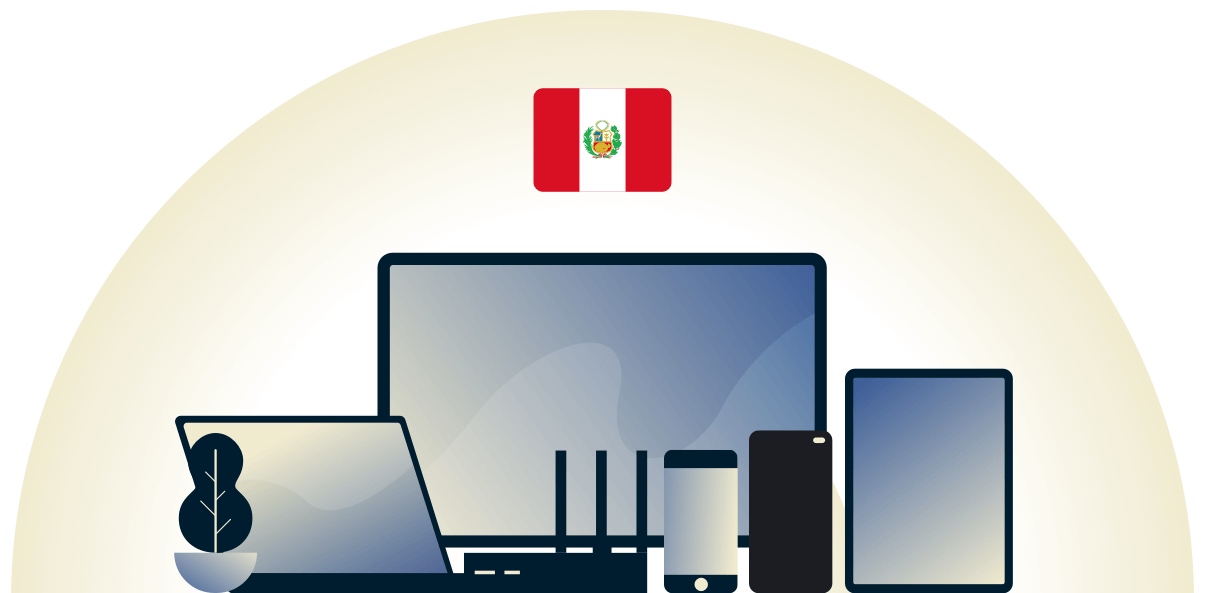VPN de Perú protegiendo una variedad de dispositivos.