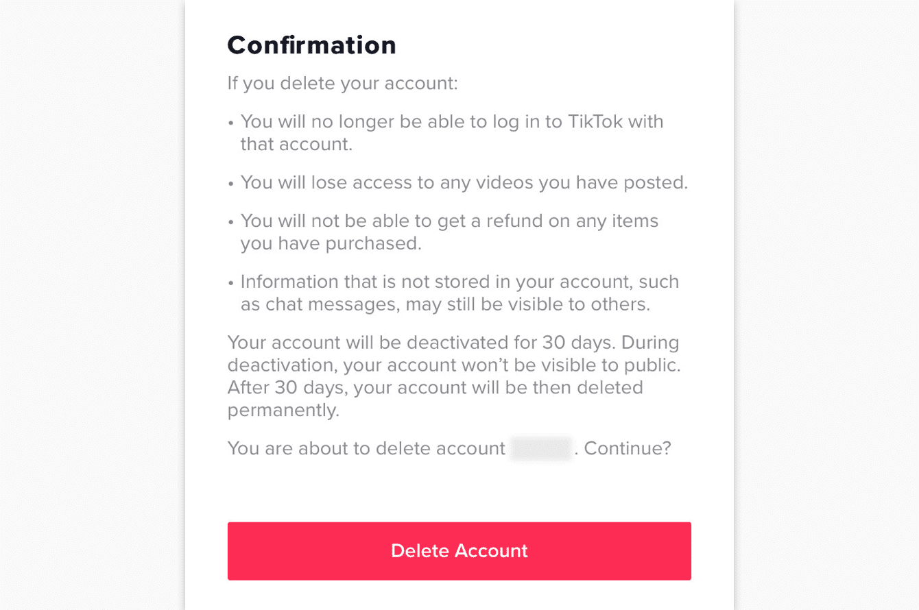 delete TikTok step 7