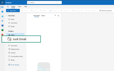 The junk email folder of an Outlook account.